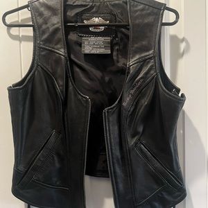 Harley Davidson Womens Black Leather Vest Medium